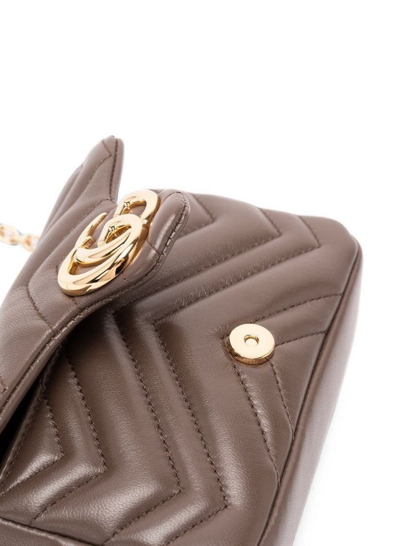 Gucci Black Gold Logo Chain Strap Quilted Lamb Leather Shoulder Bag