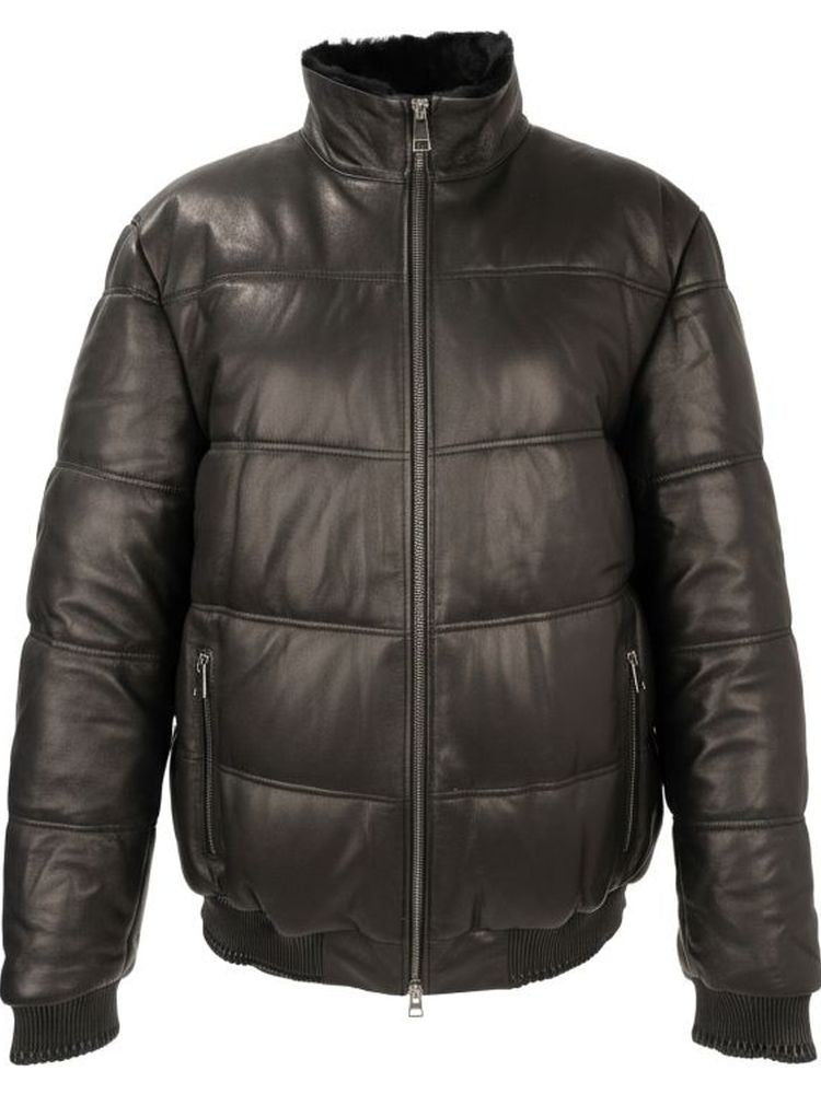 Sergio Moretti Black Padded Quilted Sheep Leather Jacket