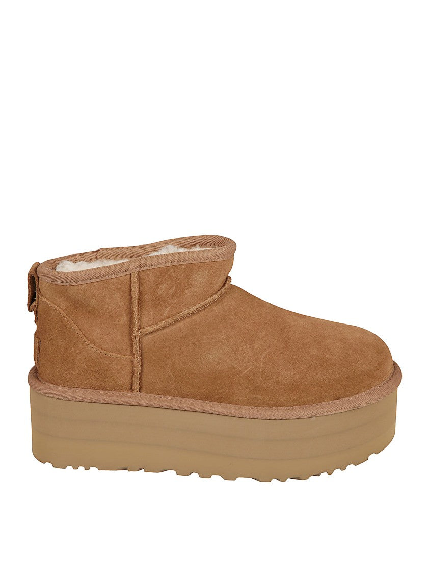 Ugg Suede Leather Ankle Boots With Plush Interior