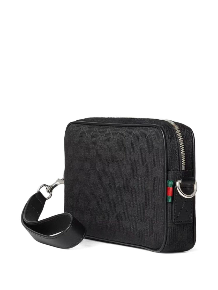 Gucci Rectangular Black Fabric Bag With Embossed Pattern