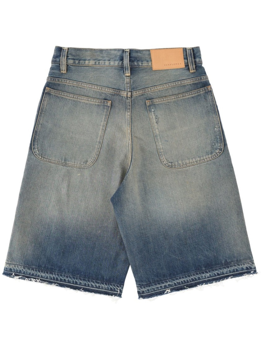 Sunflower Neutrals Wide Fit Faded Denim Shorts