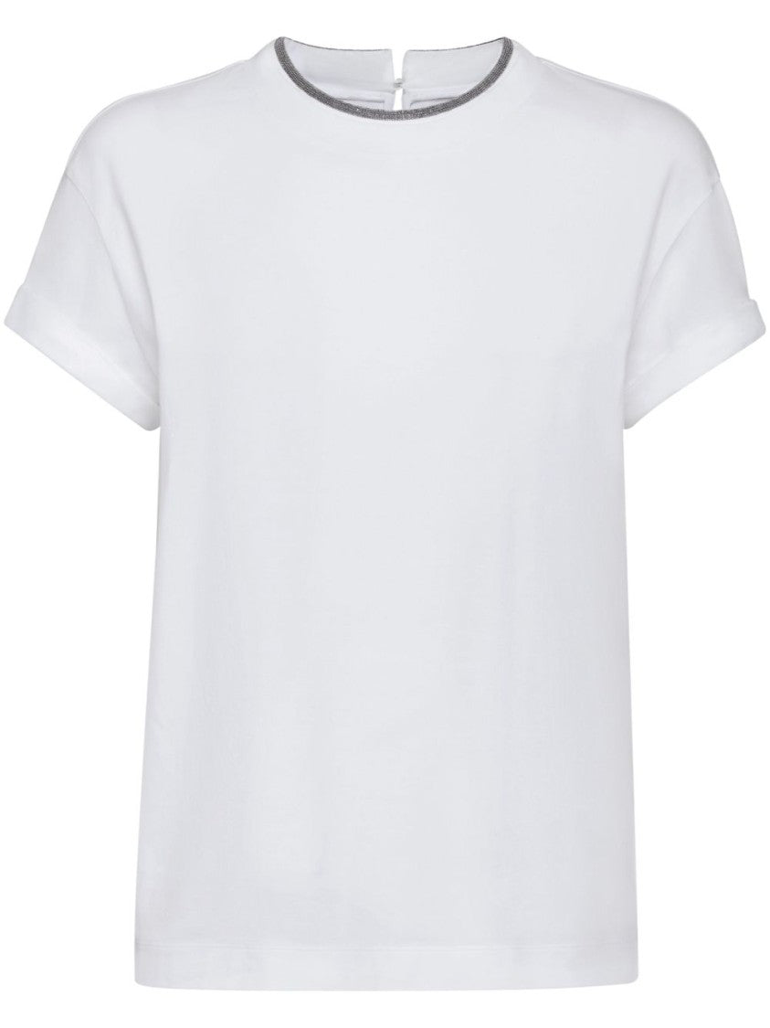 Brunello Cucinelli Relaxed-Fit White Cotton Blend T-Shirt