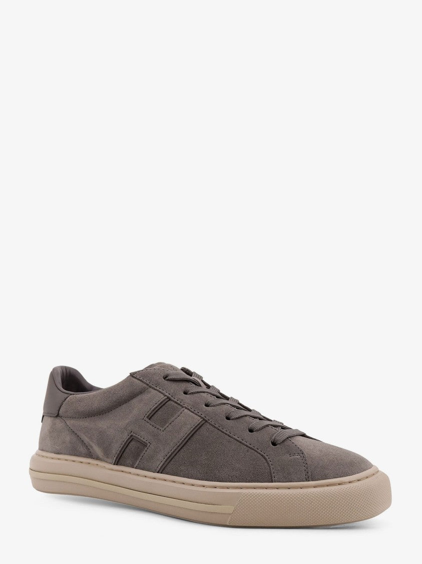Hogan Low-Top Lace-Up Shoes In Graphite Mutton