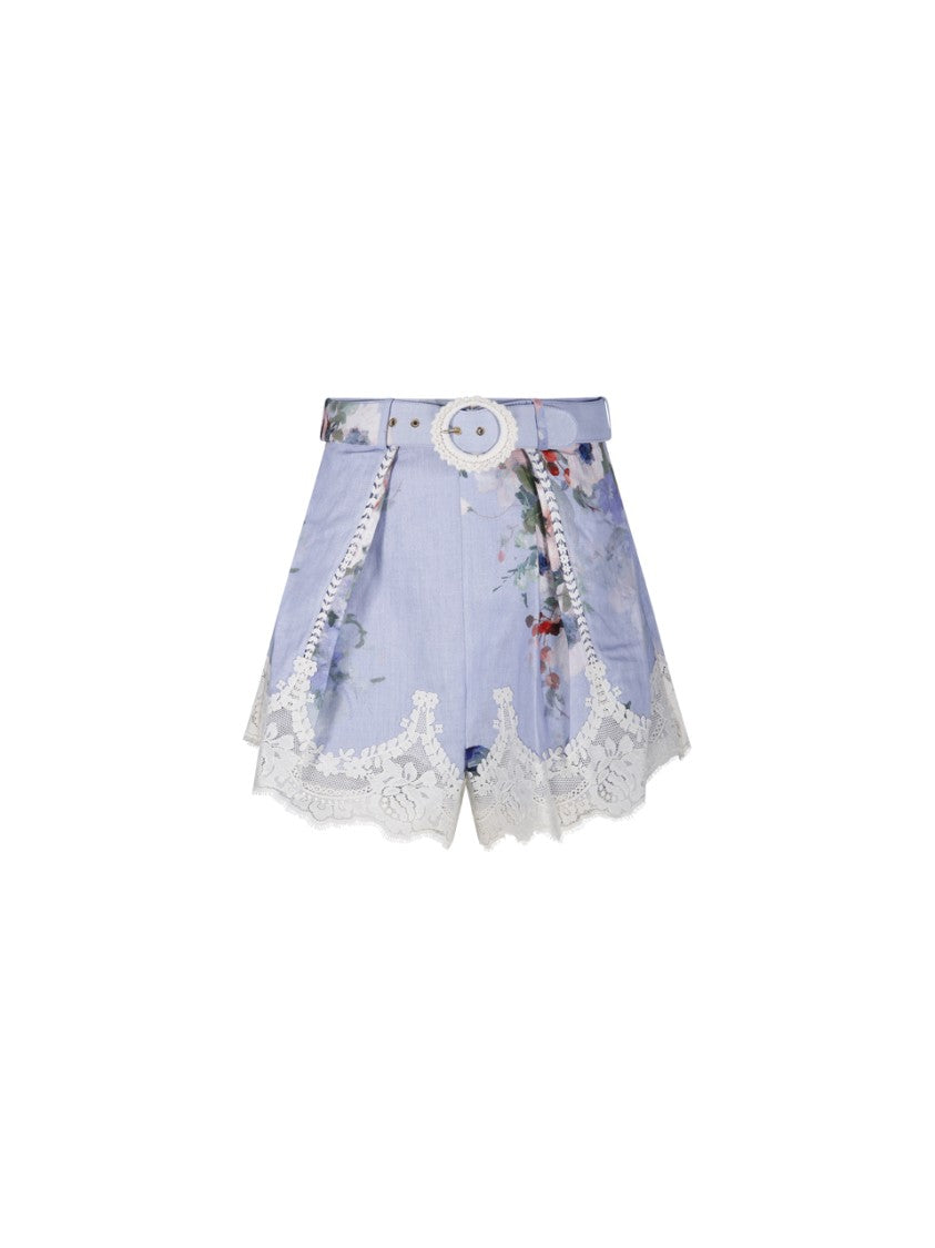 Zimmermann Everley Lace Trim Tuck Shorts