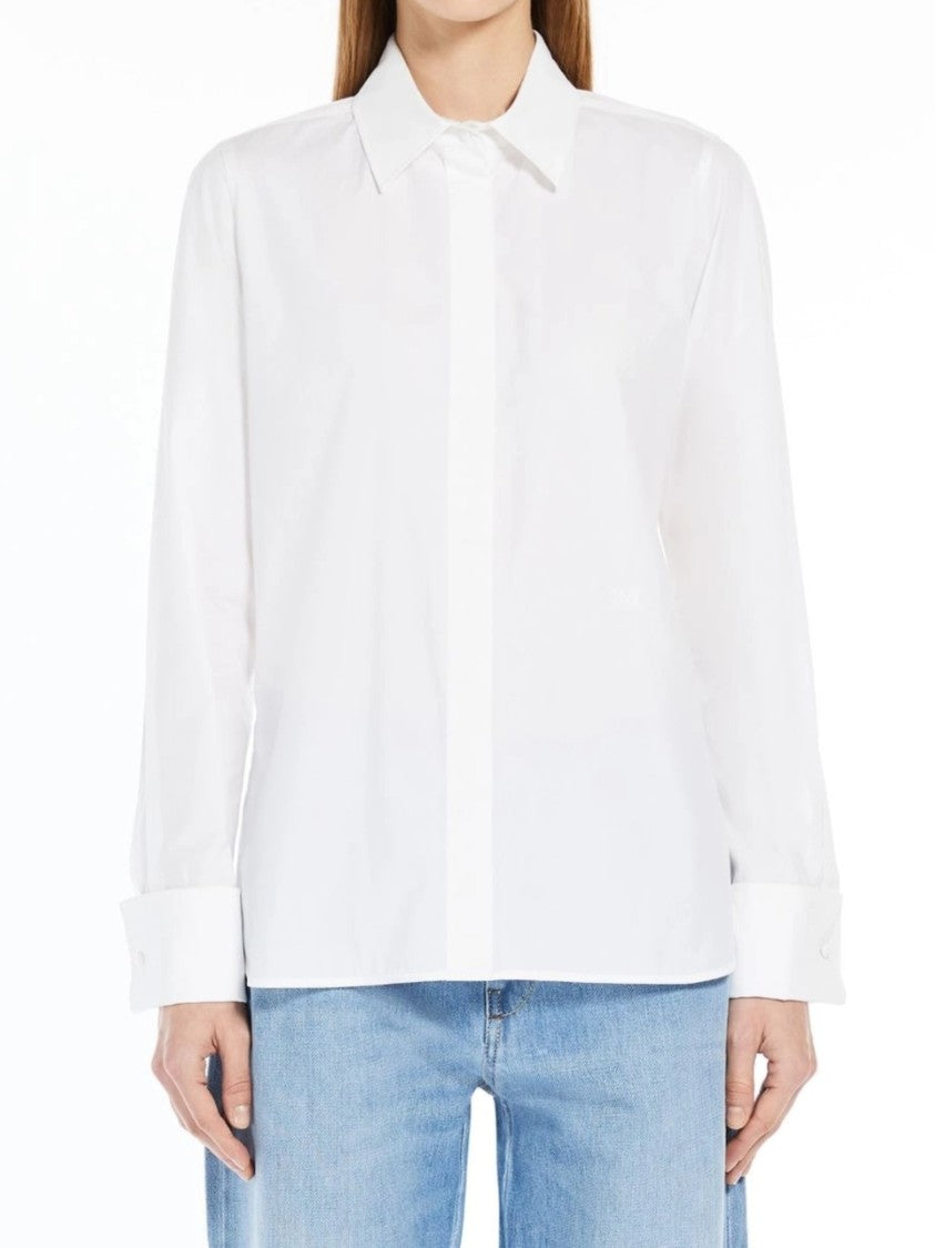 Max Mara White Knut Concealed Placket Button Shirt