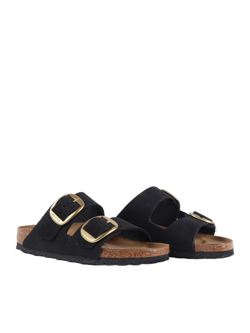 Birkenstock Black Arizona Nubuck Leather Slide Sandal
