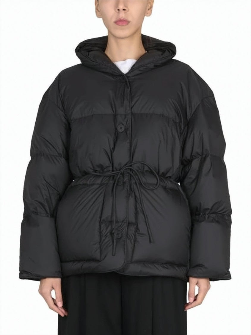 Ienki Ienki Voluminous Quilted Black Down Jacket With Adjustable Waist