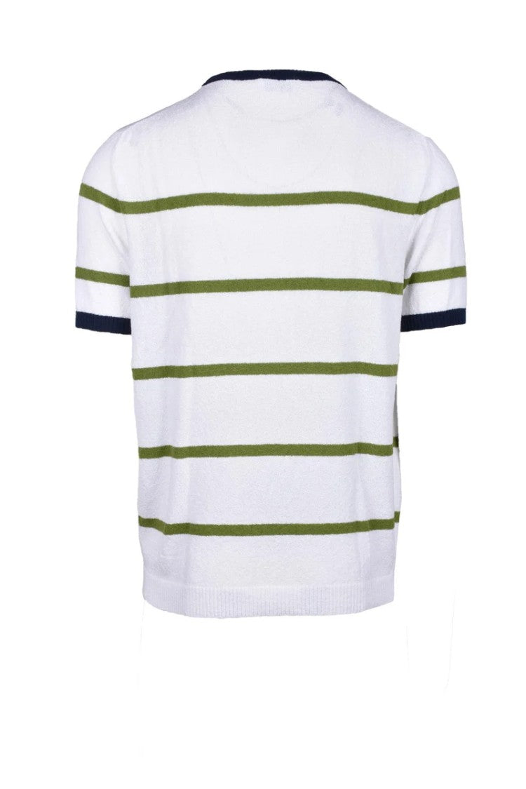 Heritage White Contrast Cotton-Blend Knit Top