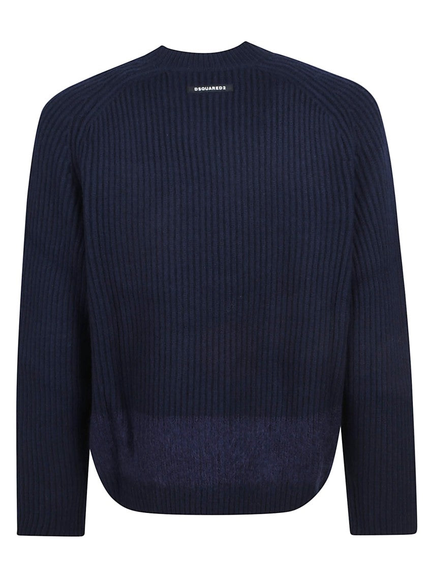 Dsquared2 Ribbed Knit Wool Blend Sweater