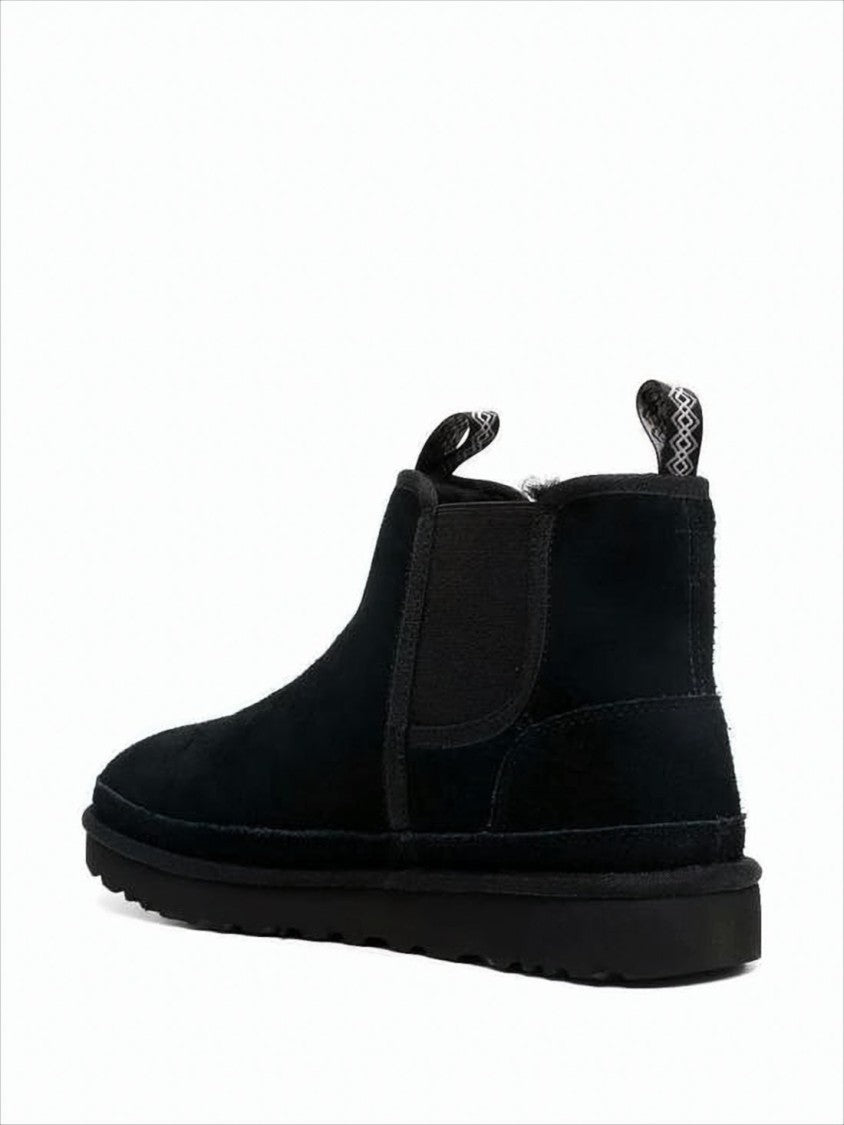 Ugg Black Suede Ankle Boots With Elastic Side Panels