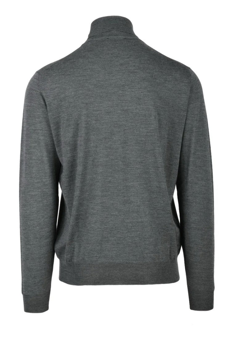 Filippo De Laurentiis Grey Merino Wool Men's Merino Wool Turtleneck