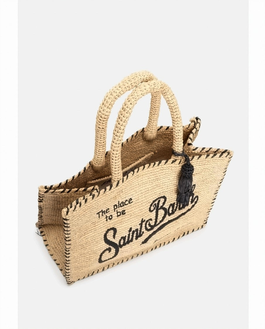 Mc2 Saint Barth Rectangular Woven Tote Bag With Embroidered Detail