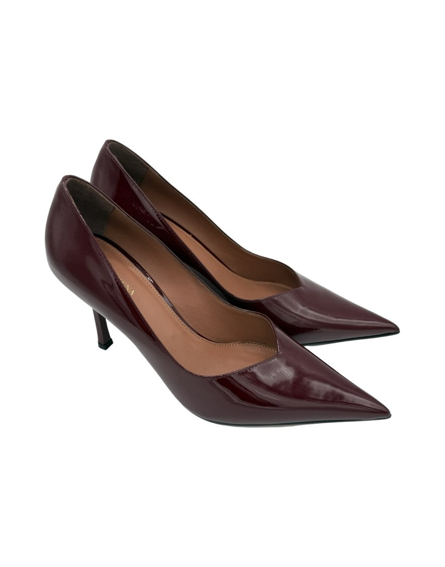 Castagna Pointed-Toe High-Heeled Shoes In Burgundy Leather