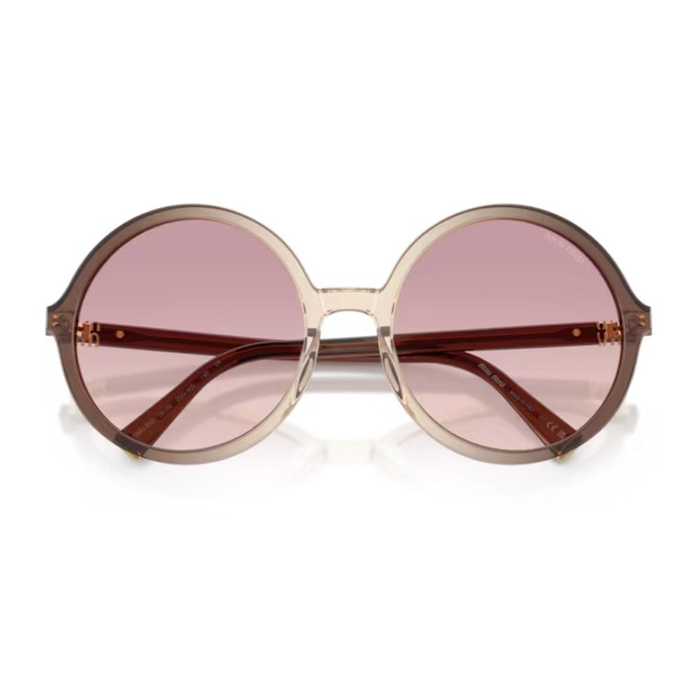 Miu Miu 0Mu B02s Miu Regard Oversized Round Gradient Brown Acetate Sunglasses