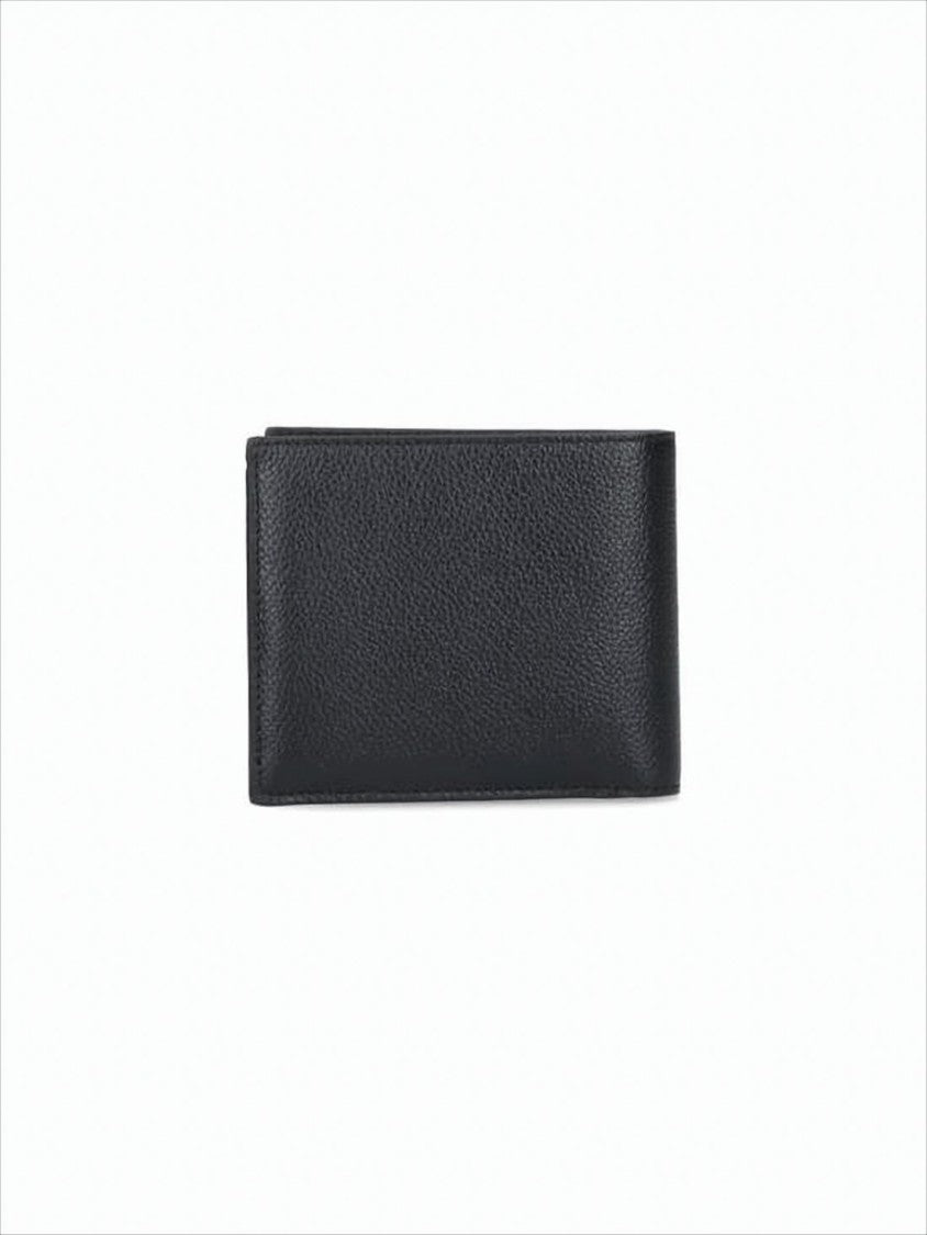 Balenciaga Textured Black Leather Bifold Wallet With Distinctive Graphic Logo