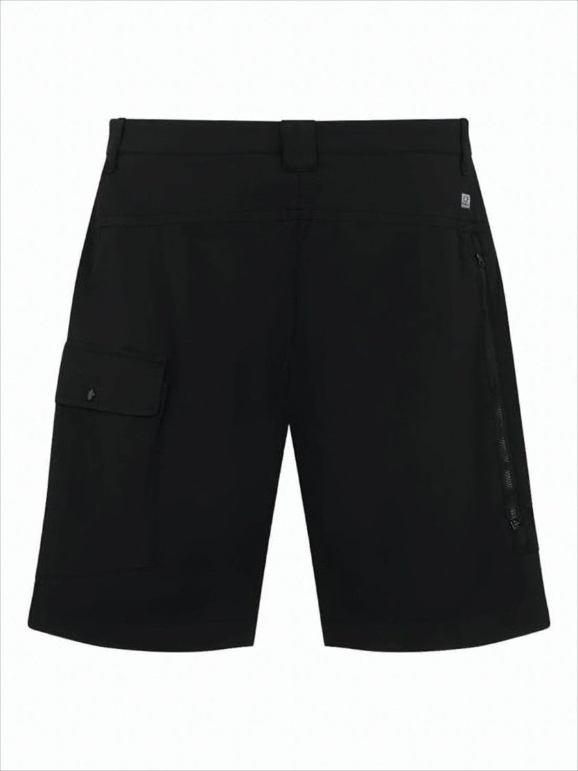 C.P. Company Tailored Black Shorts With Circular Lens Detail