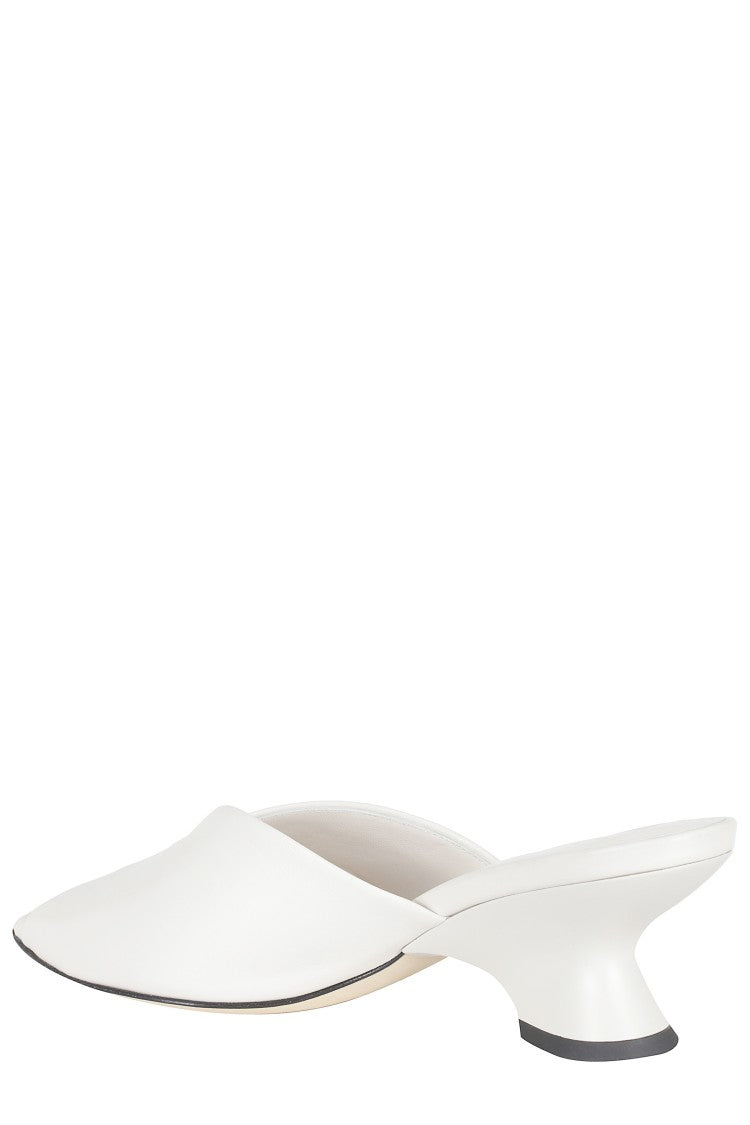 Giampaolo Viozzi Ivory Sculptural Heel Leather Mules
