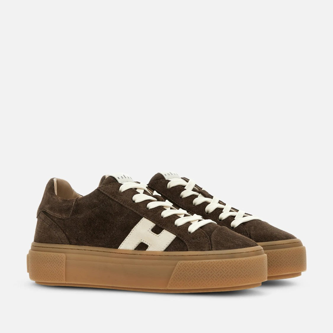 Hogan Brown Suede Gum-Sole Low-Top Sneakers