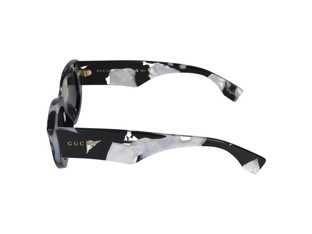 Gucci Black Marbled Acetate Oversized Square Sunglasses