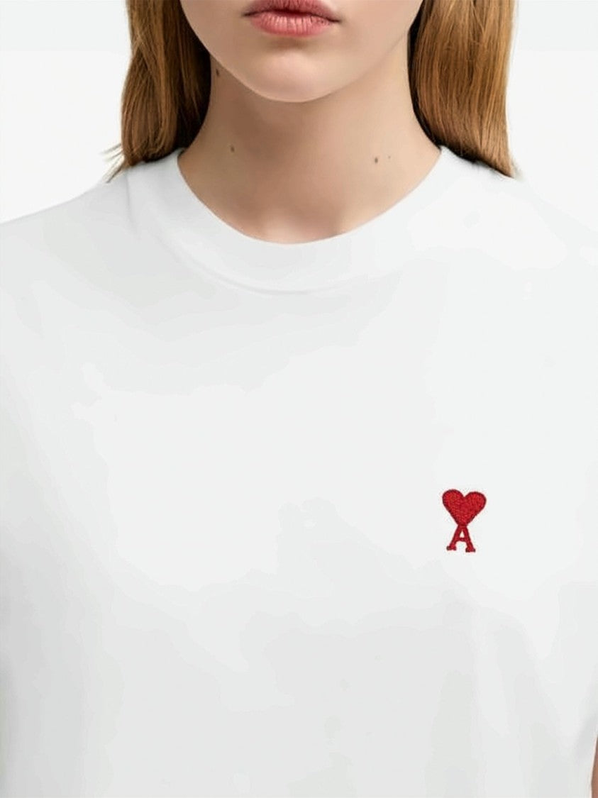 Ami Paris Minimalist Short-Sleeve T-Shirt With Embroidered Heart