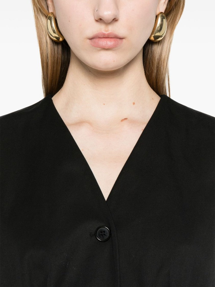 Theory Tailored Black Cotton Blazer Dress With Flap Pockets