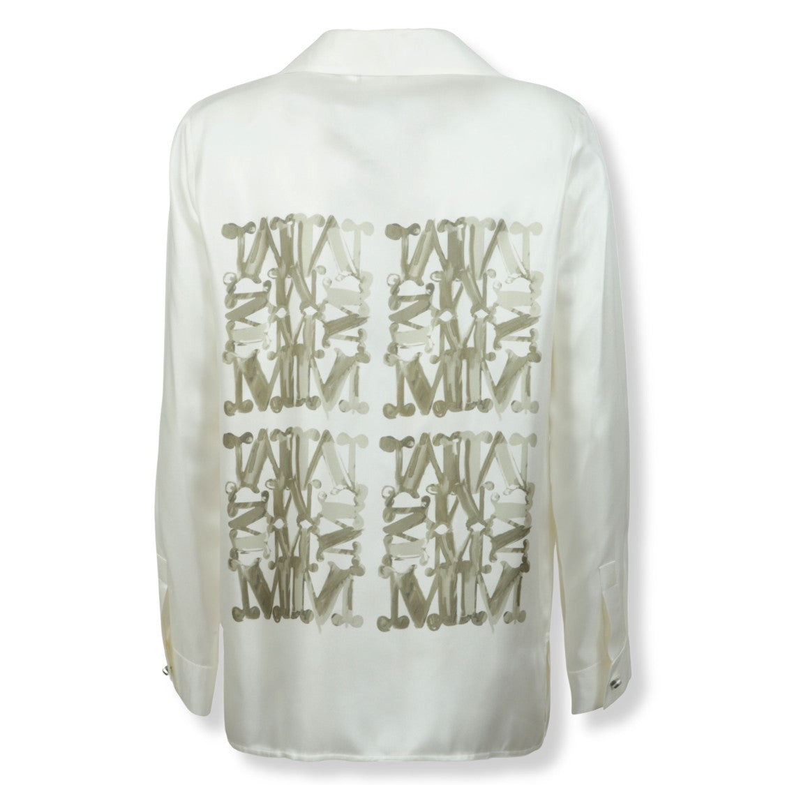 Max Mara Long-Sleeved Twill Silk Shirt With Abstract Pattern