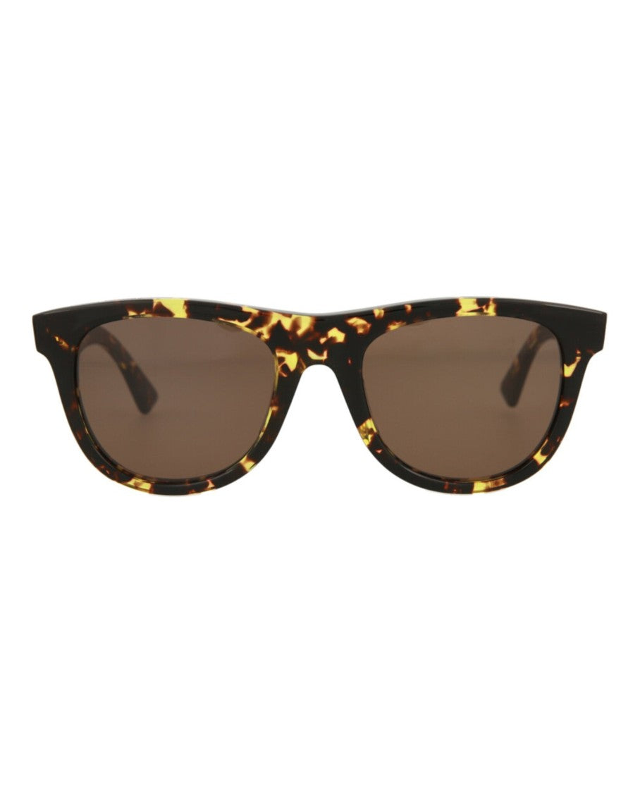 Bottega Veneta Round-Frame Tortoiseshell Acetate Sunglasses With Saddle Nose Bridge