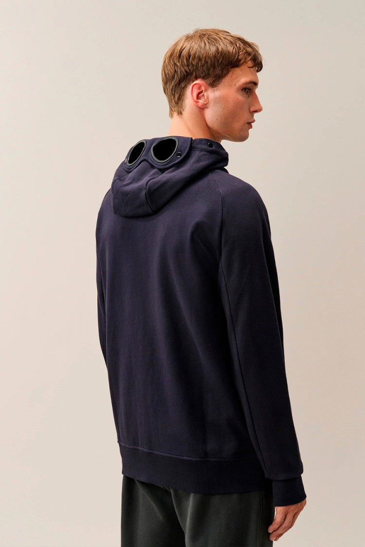 C.P. Company Navy Goggle Lens Cotton Zip-Through Hoodie