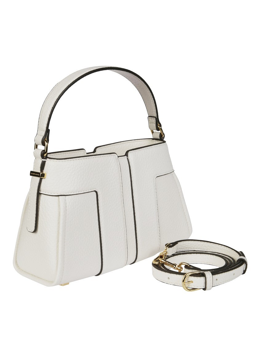Elisabetta Franchi Structured White Handbag With Gold-Tone Accents