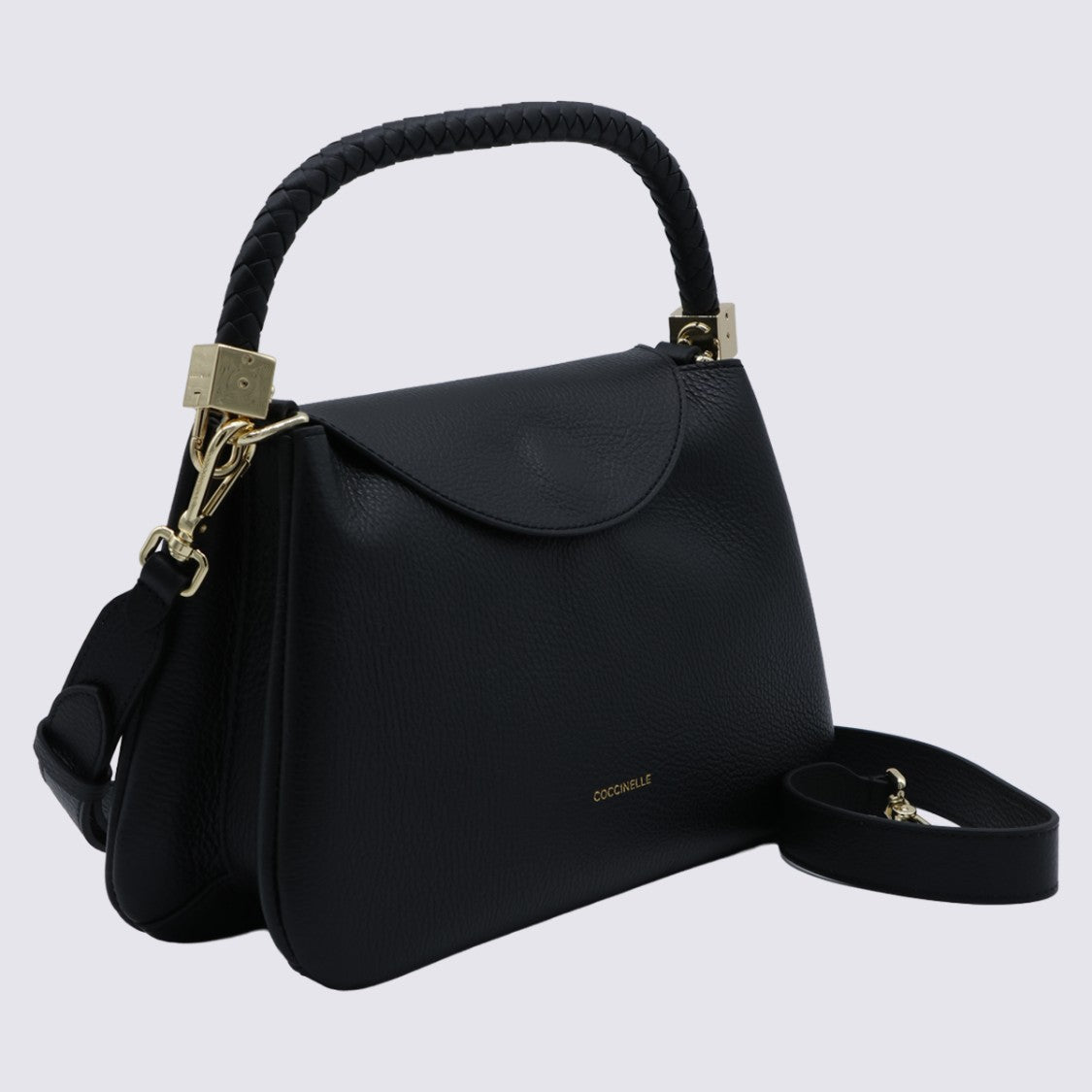 Coccinelle Structured Handbag With Braided Handle And Gold Accents