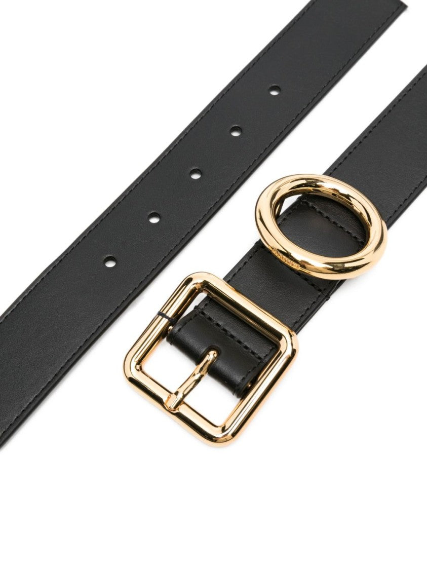 Jacquemus Vitello Leather Belt With Dual Gold-Tone Buckles