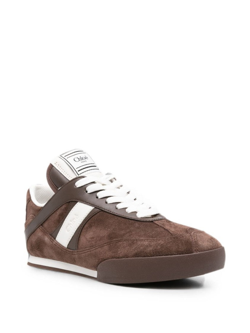 Chloé Brown Suede White Leather Sneakers