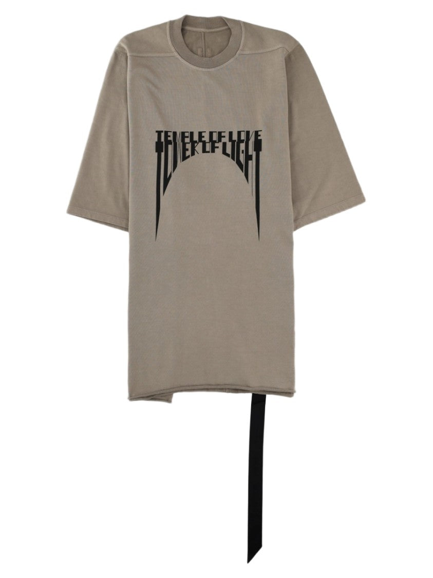 Drkshdw By Rick Owens Grey Strap Detail Bold Graphic Cotton T-Shirt
