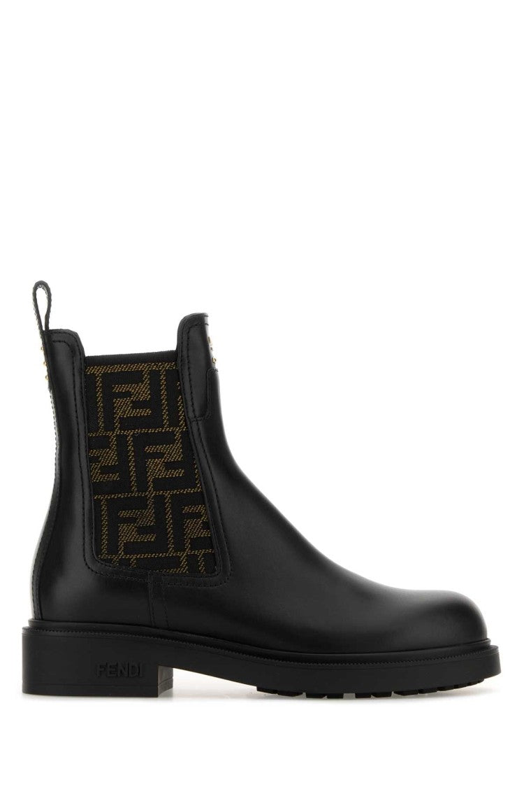 Fendi Black Leather Fendi Filo Ankle Boots