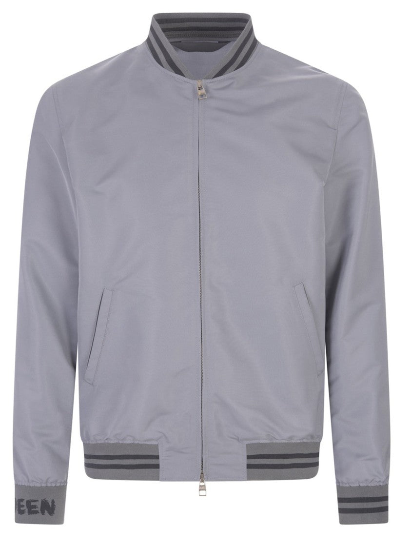Alexander Mcqueen Grey Bomber Jacket