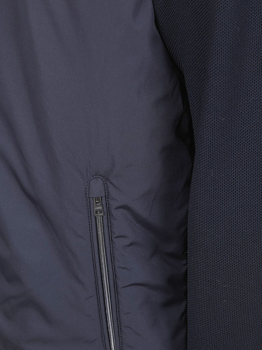 Herno Casual Cotton Jacket With Textured Knit Sleeves