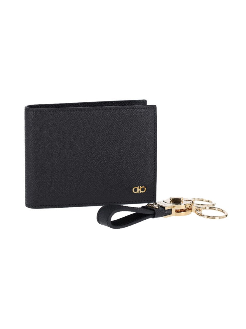 Ferragamo Gancini Wallet And Key Holder Set – Black