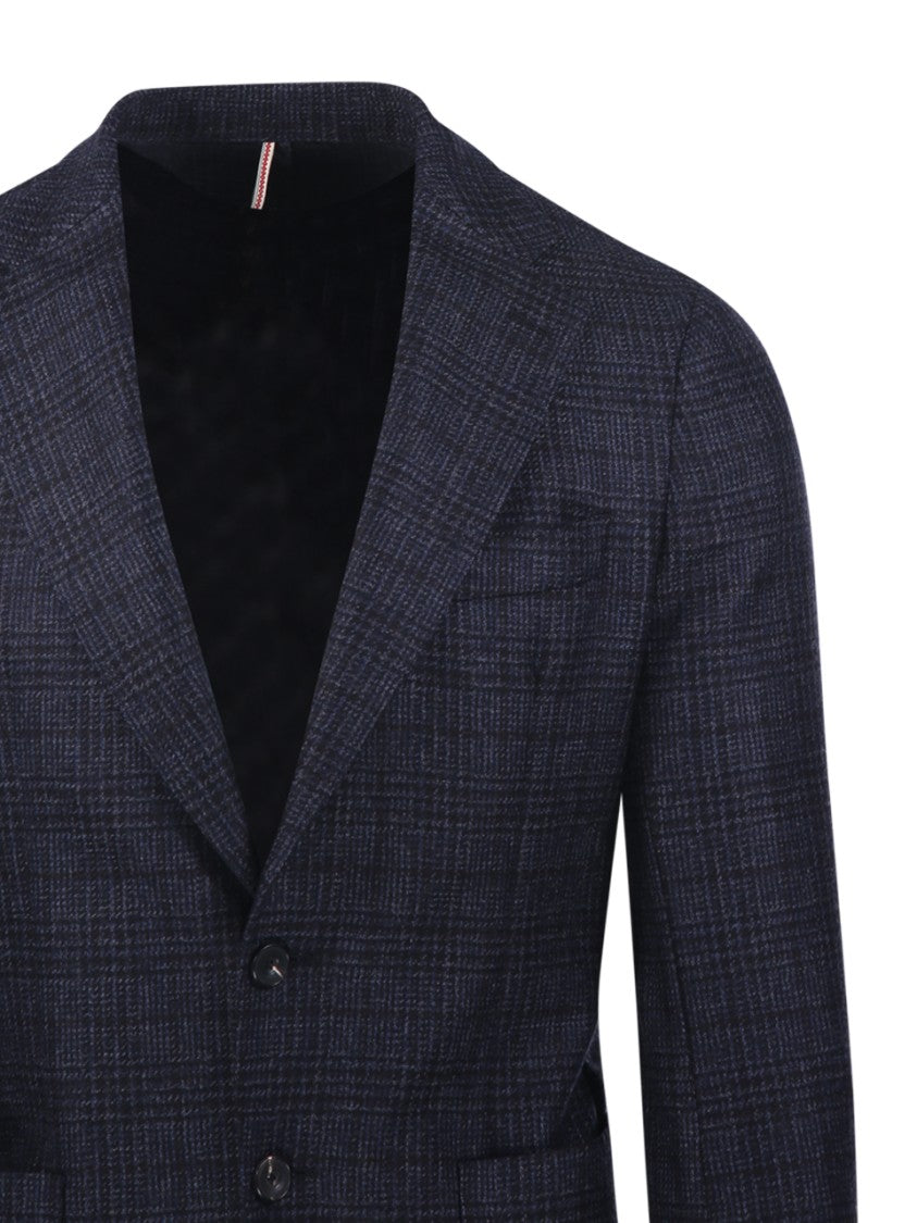 Santaniello Tailored Wool Blazer With Checkered Pattern