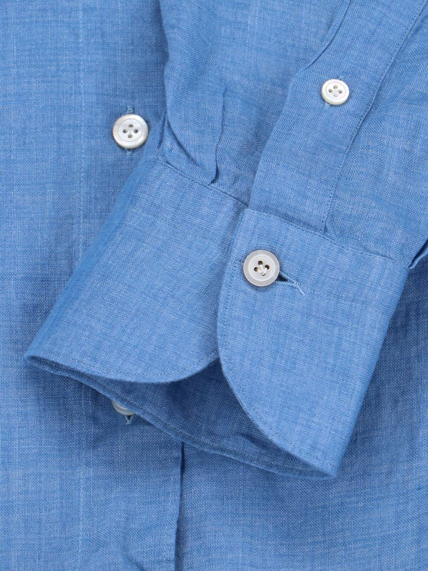 Finamore Light Blue Gaeta Linen Shirt
