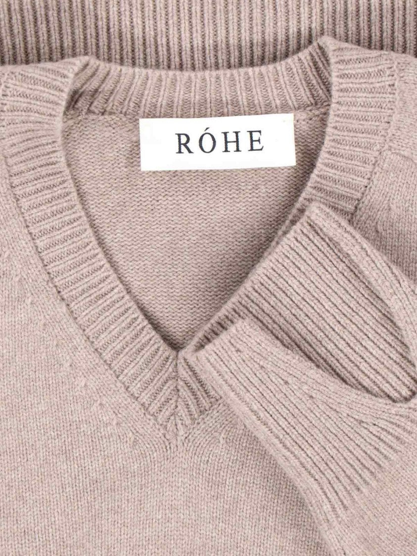 Róhe Taupe Cashmere-Wool Convertible Sweater With Ribbed Details