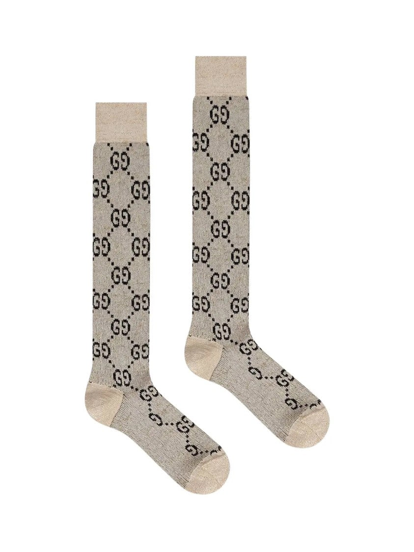 Gucci Gg Logo Lame Long Socks