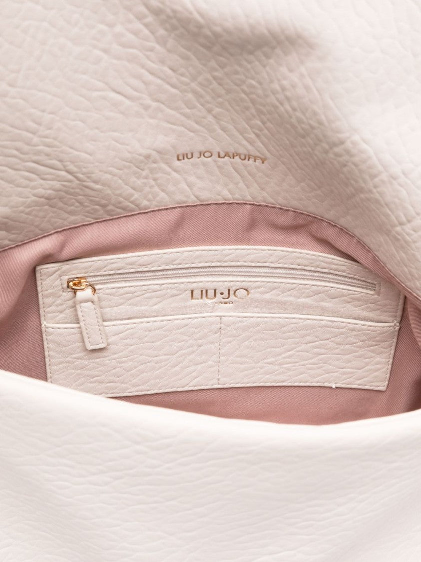 Liu Jo Textured Gray Shoulder Bag With Gold Clasp