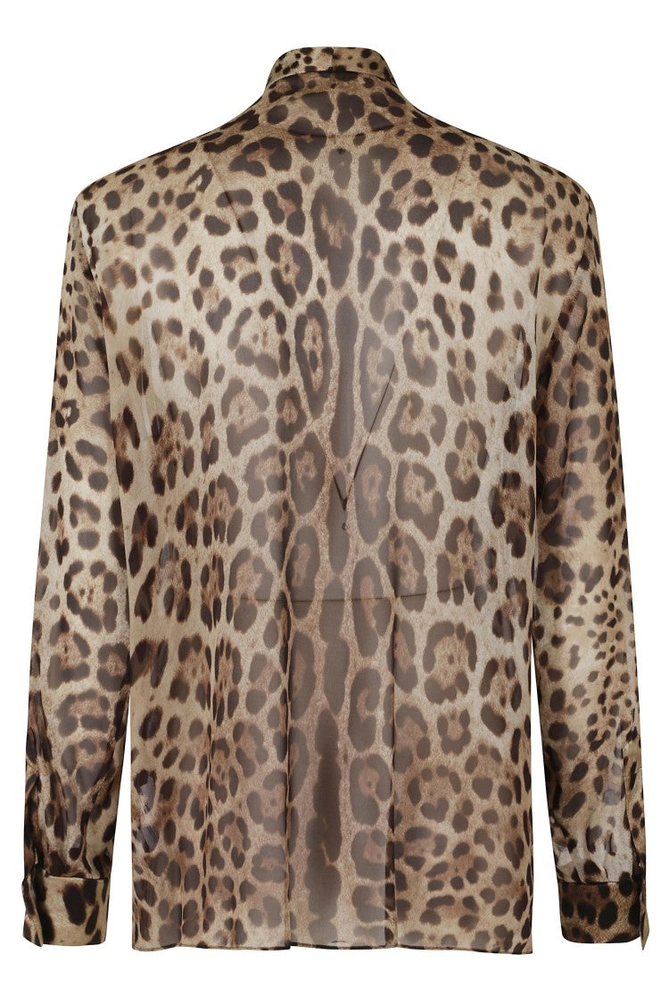 Dolce & Gabbana Leo New Small Scarf Gathering Silk Blouse