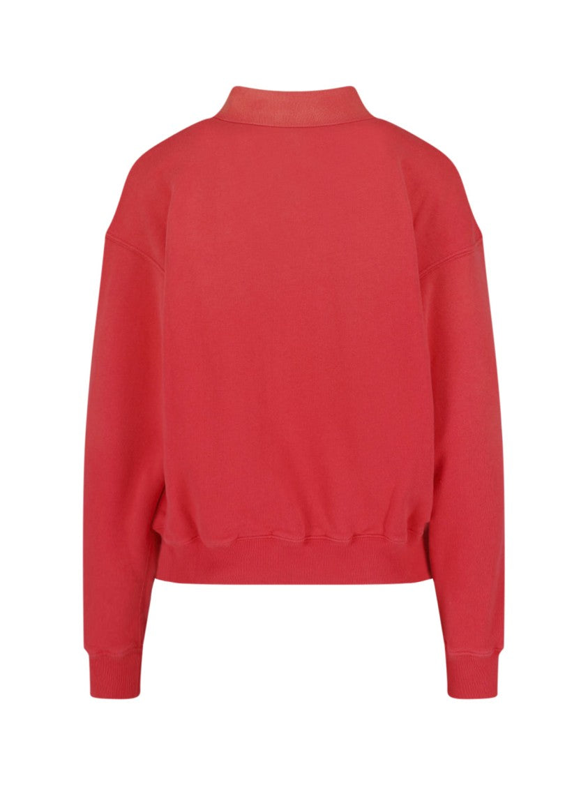 Polo Ralph Lauren Red Cropped Polo Collar Ribbed Sweater