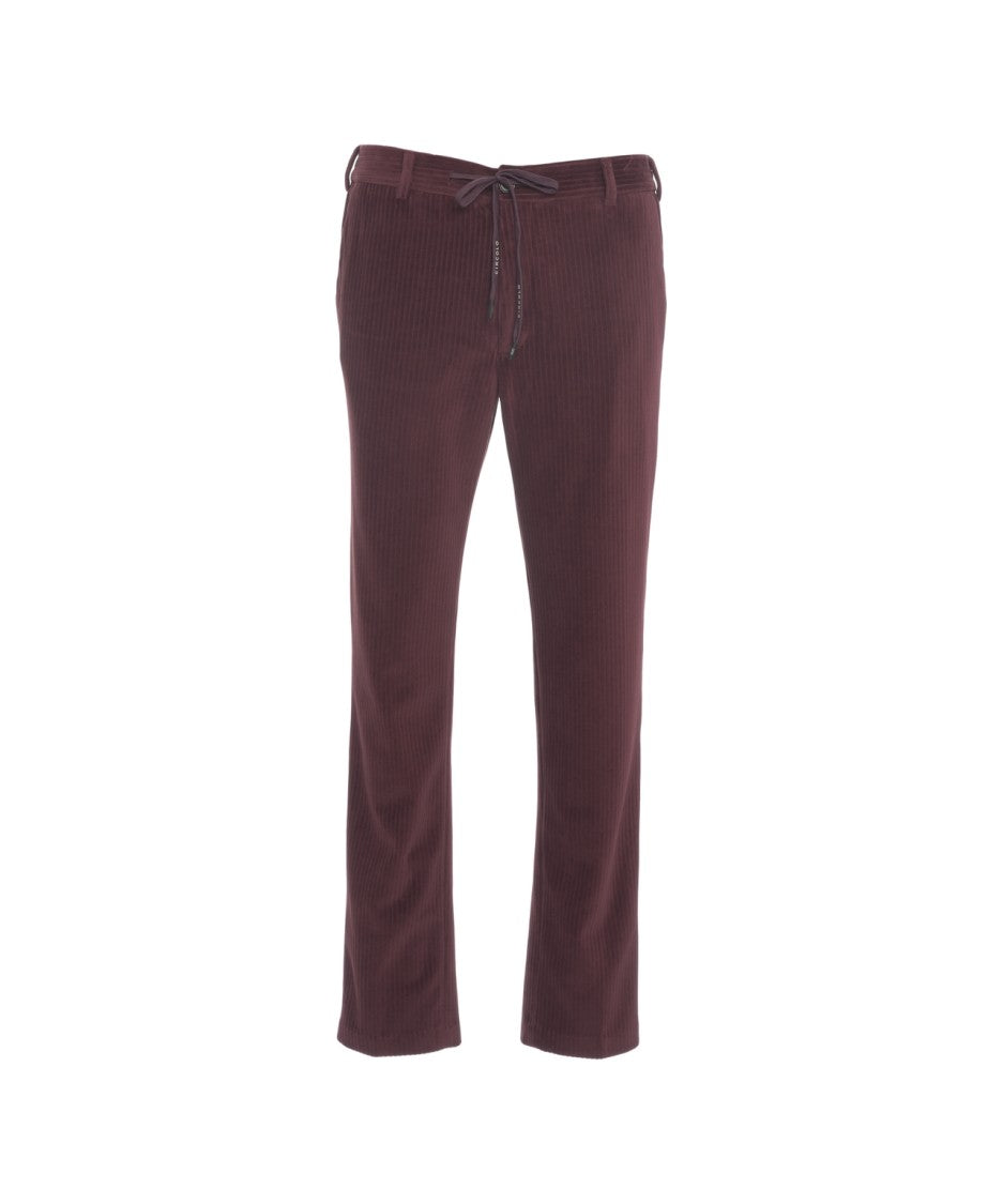 Circolo 1901 Slim Fit Casual Trousers With Ribbed Texture And Drawstring Waist