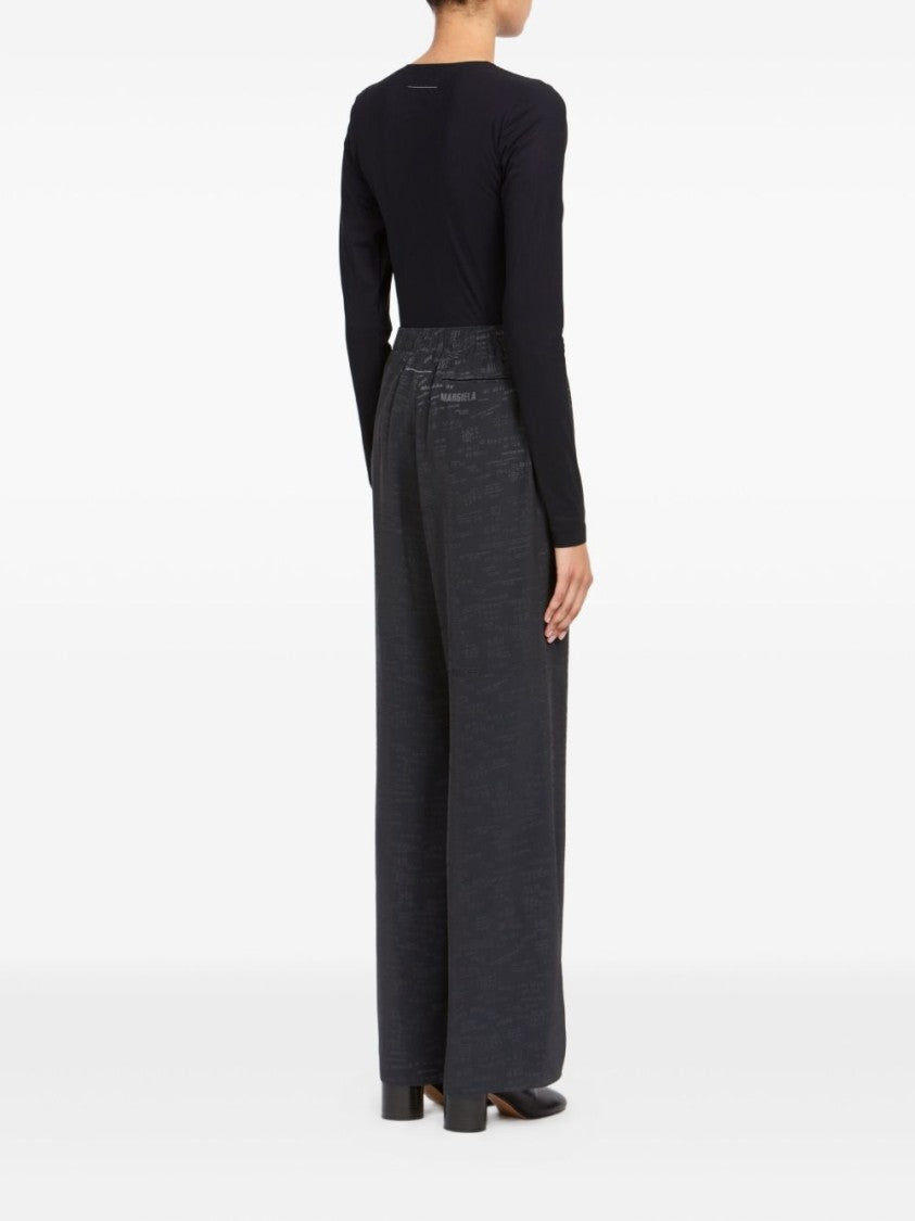 Mm6 By Maison Margiela Wide-Leg Grey Trousers With Textured Finish