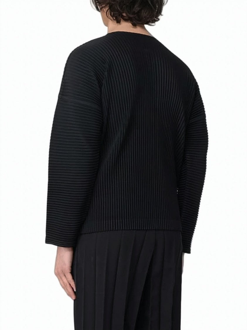 Homme Plissé Issey Miyake Finely Pleated Long-Sleeve Top With Round Neckline