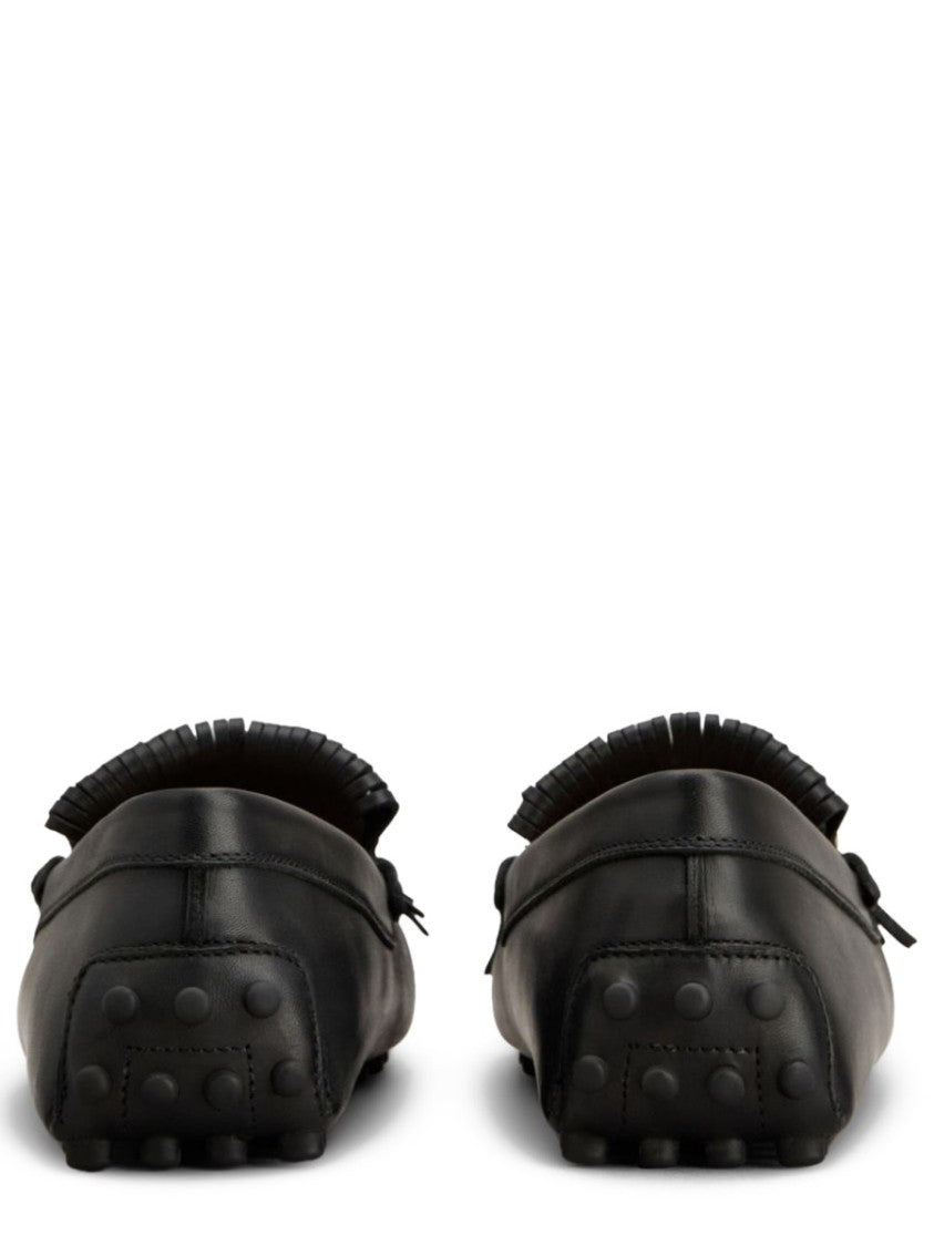 Tod's Black Fringe Tassel Leather Loafers