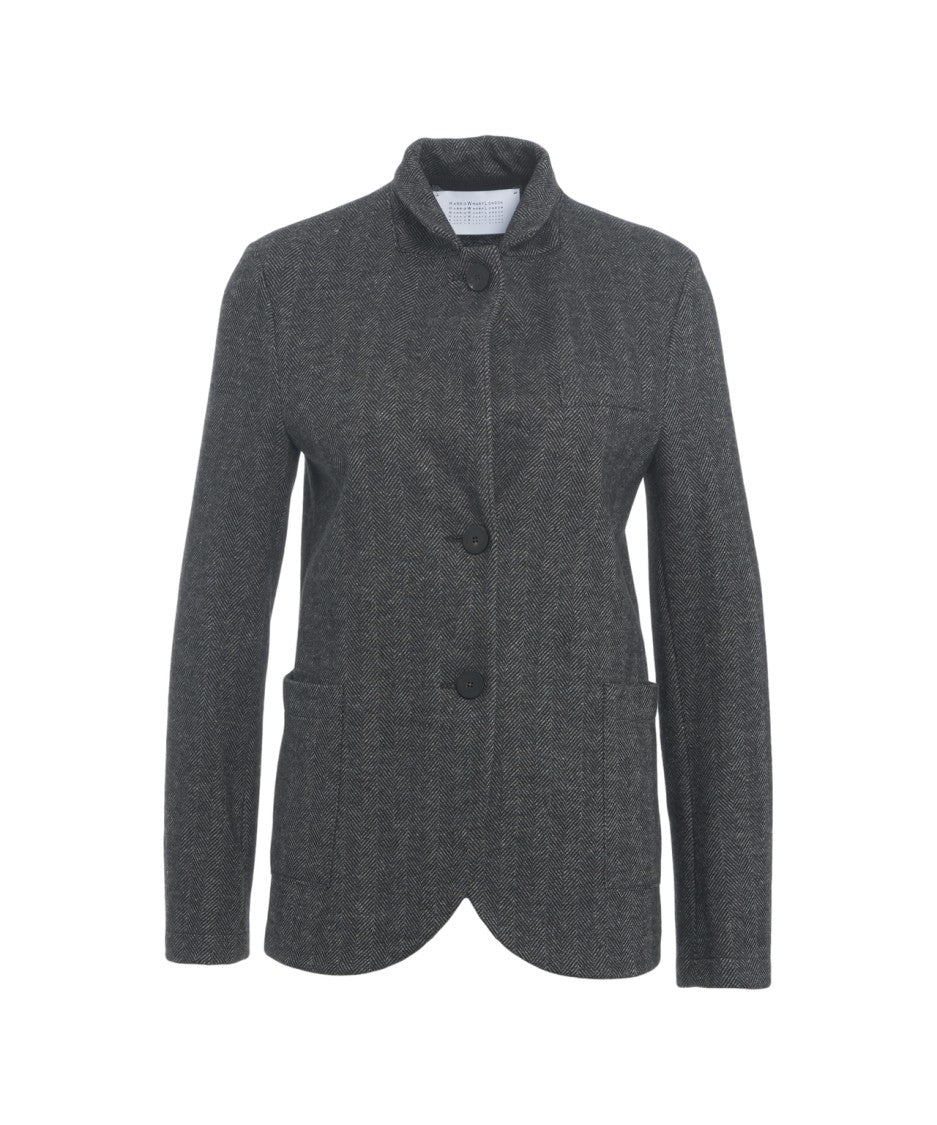 Harris Wharf London Tailored Houndstooth Blazer With Two-Button Closure And Structured Silhouette