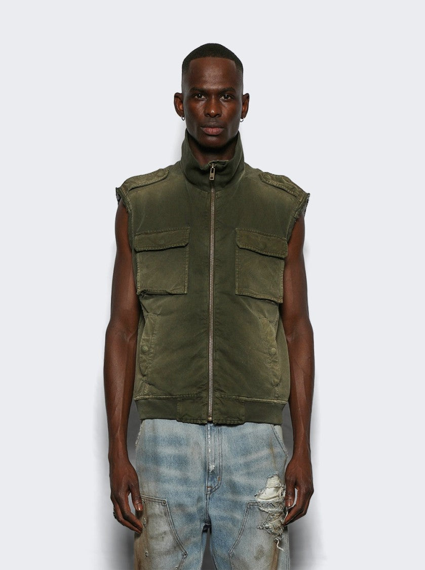 Mm6 By Maison Margiela Stand Collar Sleeveless Vest With Functional Pockets